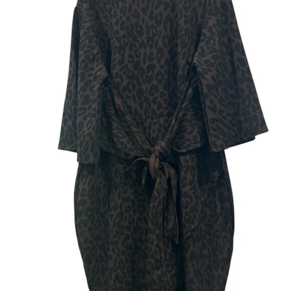 Boohoo Brown Leopard Print Midi Dress - Picture 2 of 3